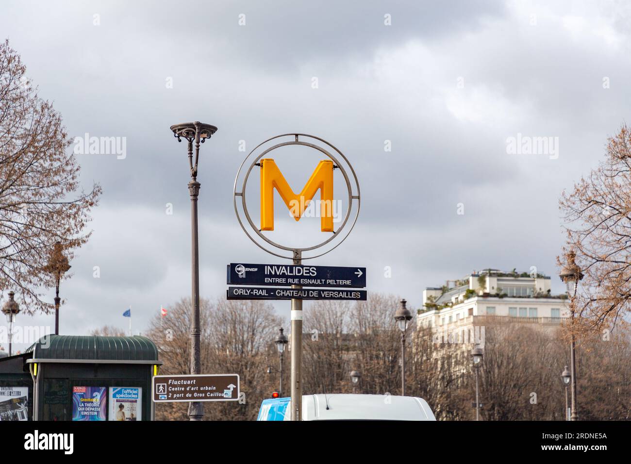 Paris, France - January 19, 2022: Metropolitan subway station of Invalides in Paris, France. Stock Photo
