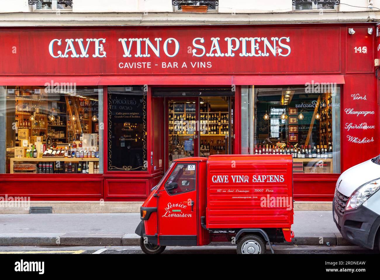 Paris, France January 20, 2022 Cave Vino Sapiens wine shop's