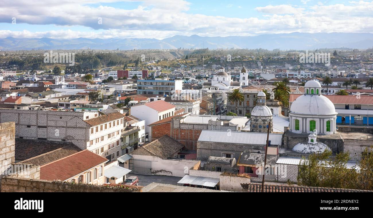 Panoramic view of Latacunga, capital of the Cotopaxi Province, Ecuador. Stock Photo