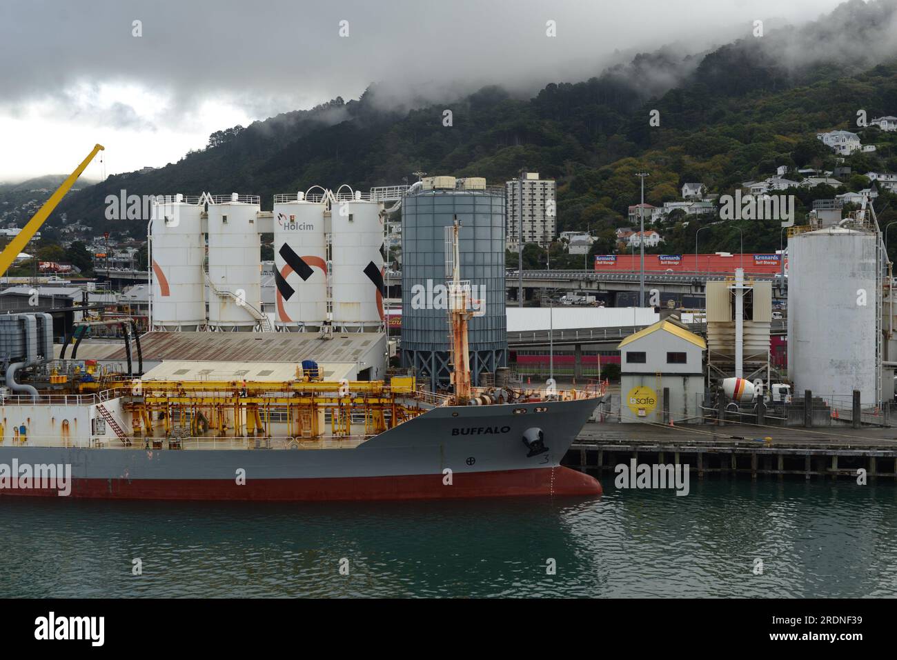 WELLINGTON, NEW ZEALAND, MAY 19, 2023:The cement carrier Buffalo docked at the port of  Wellington Stock Photo