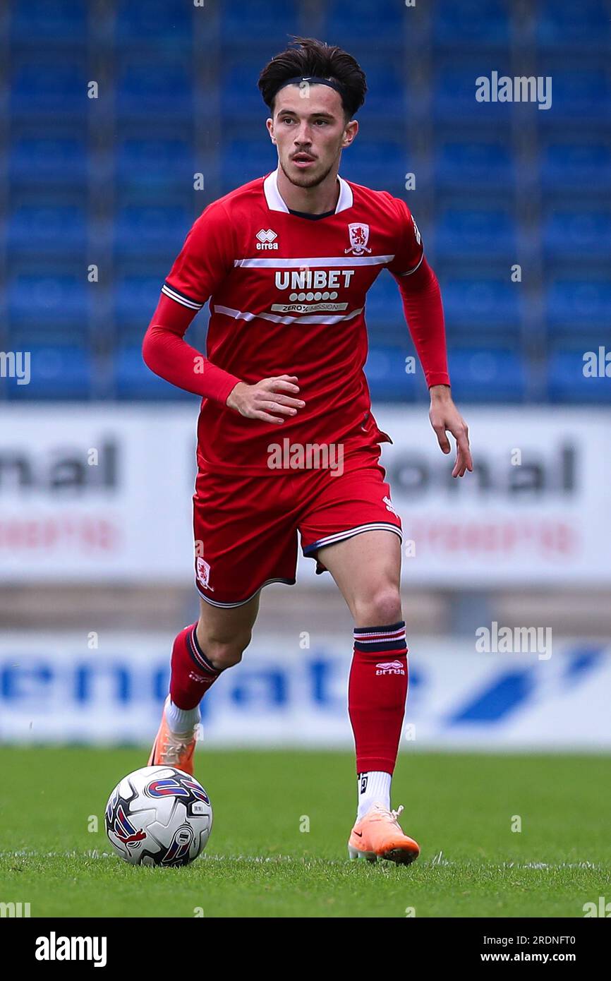Alex Gilbert #14 of Middlesbrough during the Pre-season friendly match Real Betis vs Middlesbrough at SMH Group Stadiumact Stadium, Chesterfield, United Kingdom, 22nd July 2023  (Photo by Ryan Crockett/News Images) Stock Photo
