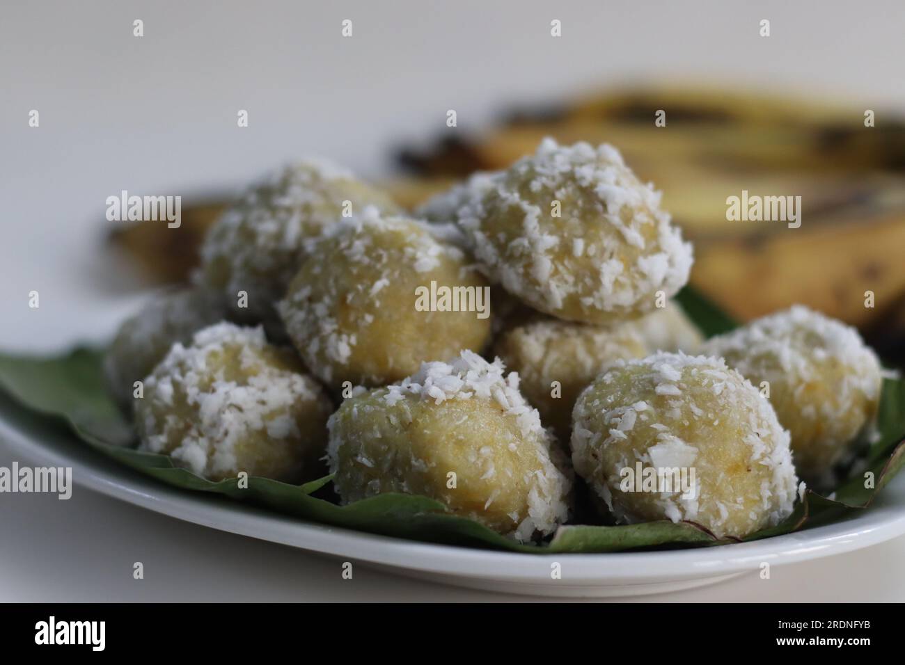 Plantain dumpling or Kozukatta. Steamed rice dumpling in banana leaf