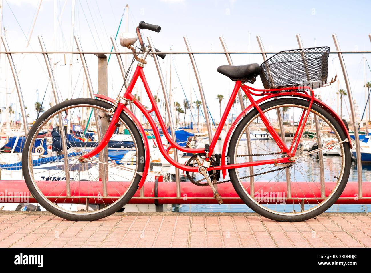 Red bike with online basket