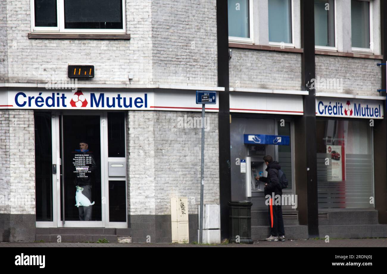 Strasbourg , France - October 17, 2017: ATMs, cash Casa, banks and wire money around the world. Obtaining money through ATM Stock Photo