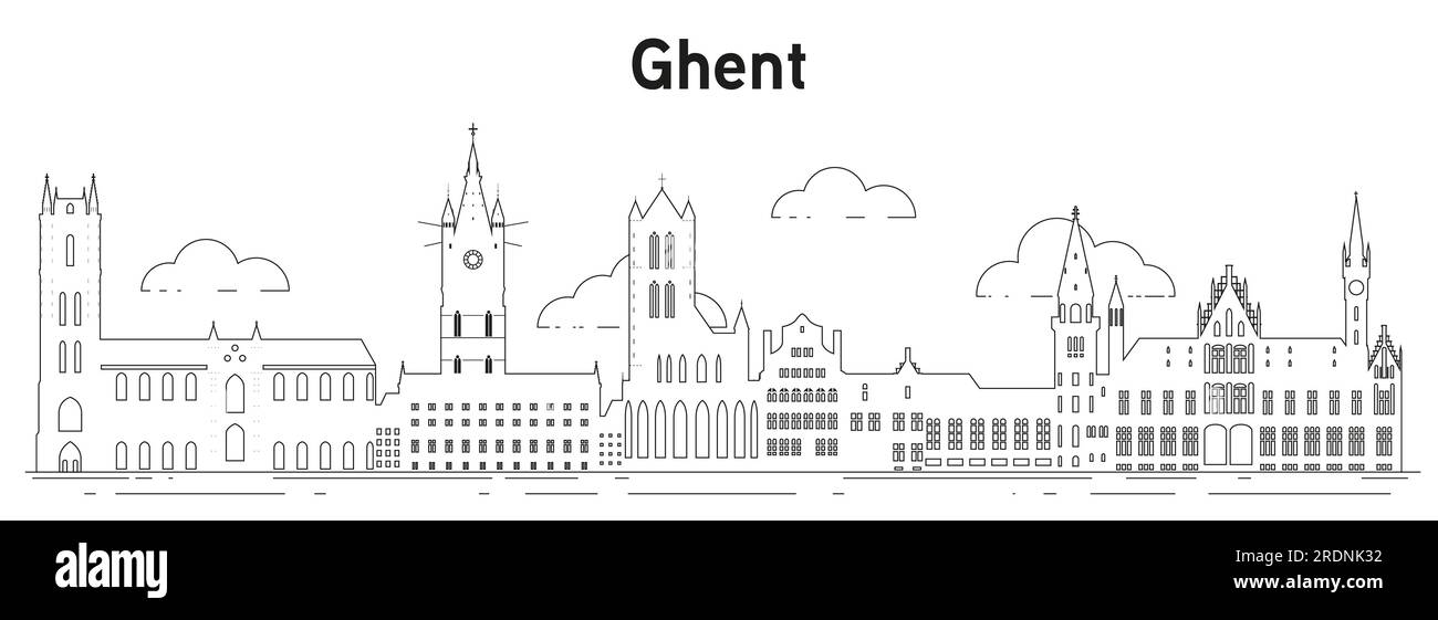 Ghent skyline line art vector illustration Stock Vector Image & Art Alamy