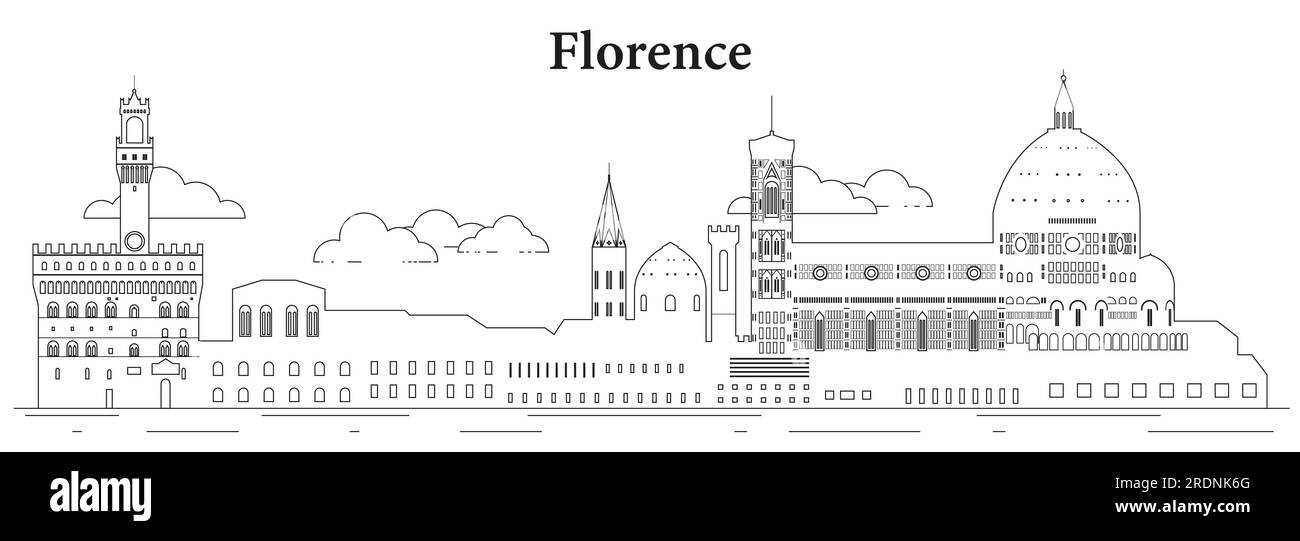 Florence skyline line art vector illustration Stock Vector