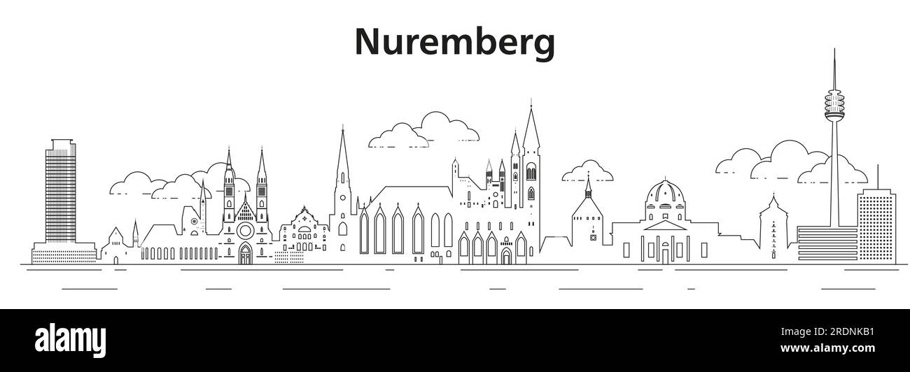 Nuremberg skyline line art vector illustration Stock Vector
