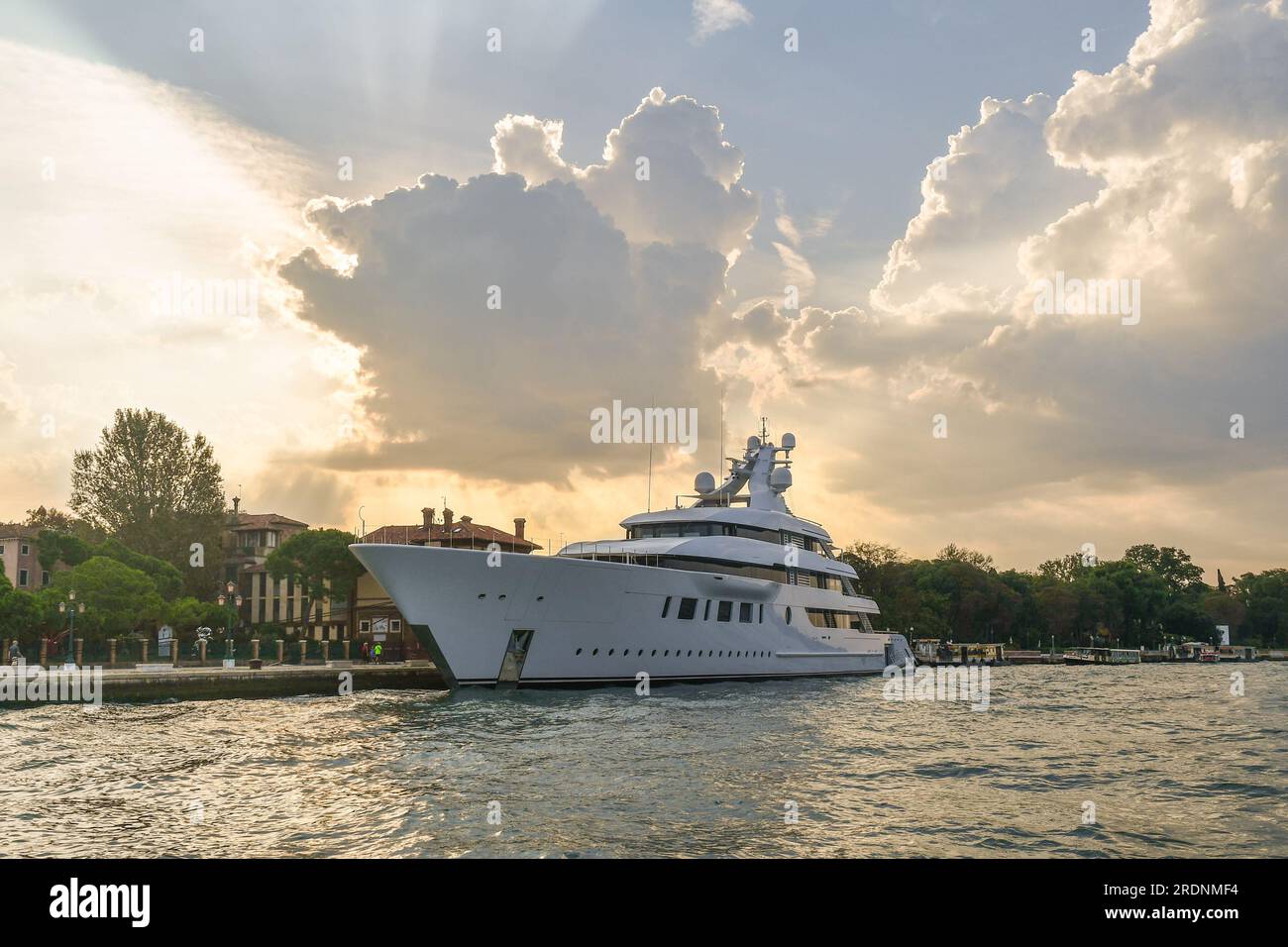 The superyacht Bliss (Feadship, 94,75 m, 2021) docked at Riva degli Schiavoni waterfront during the Venice Biennale 2022, Venice, Italy Stock Photo