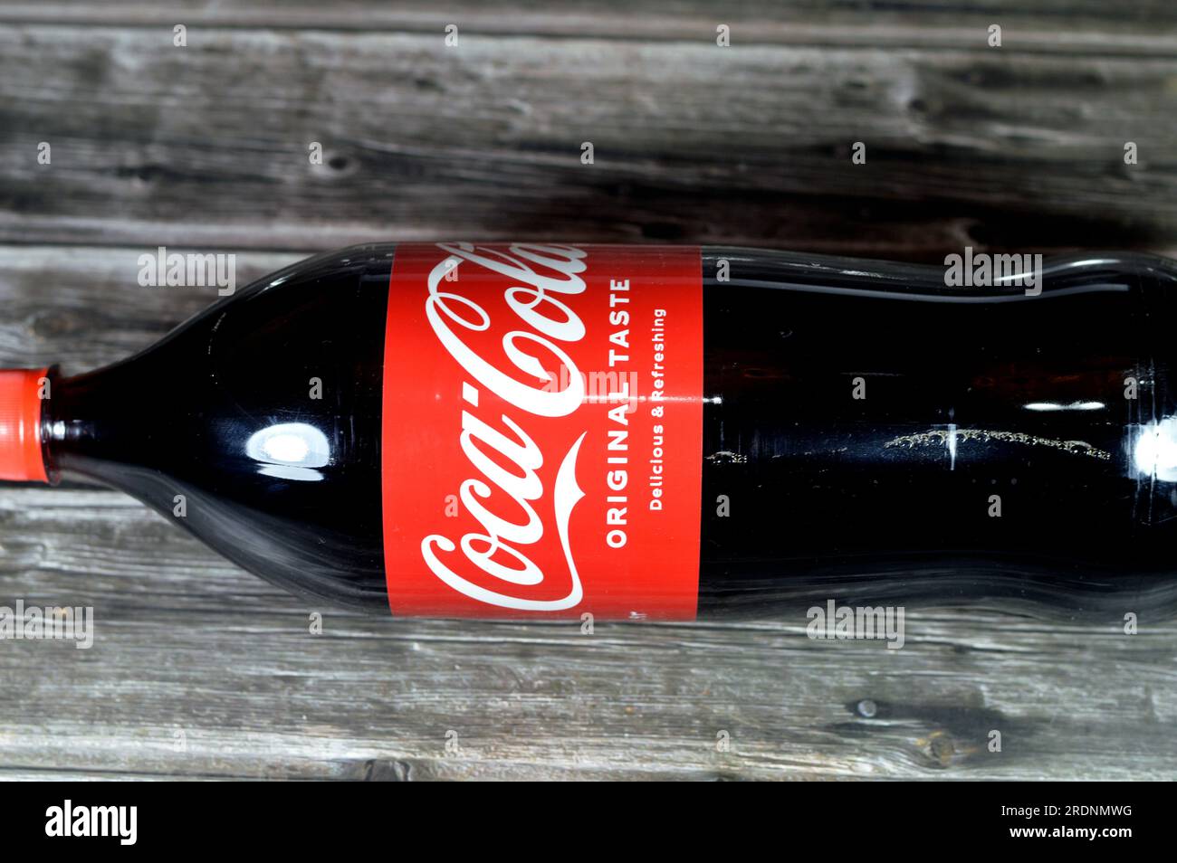 Cairo, Egypt, July 18 2023: Coca-Cola, or Coke plastic bottle, The Coca