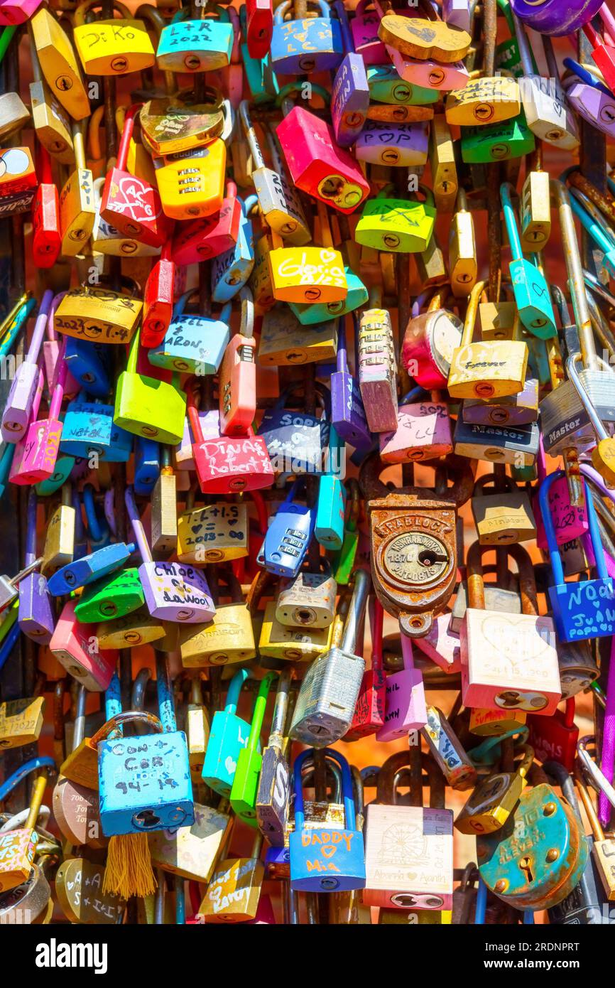 Toronto, Canada July 19, 2023 Distillery District. Love lock or