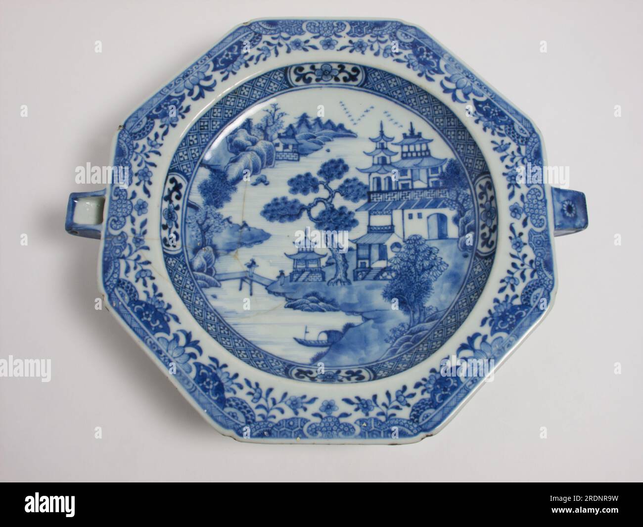 Antique 18th century Chinese porcelain blue and white hot water dish ...