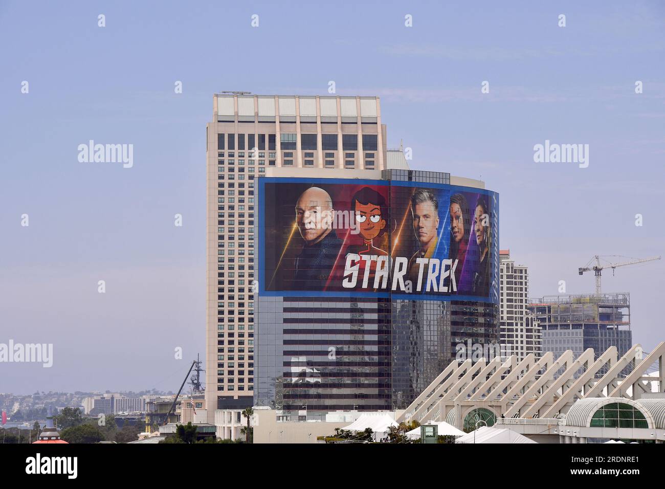 Local buildings are transformed for Comic-Con International San Diego taken on day 3 held on July 22, 2023. Stock Photo