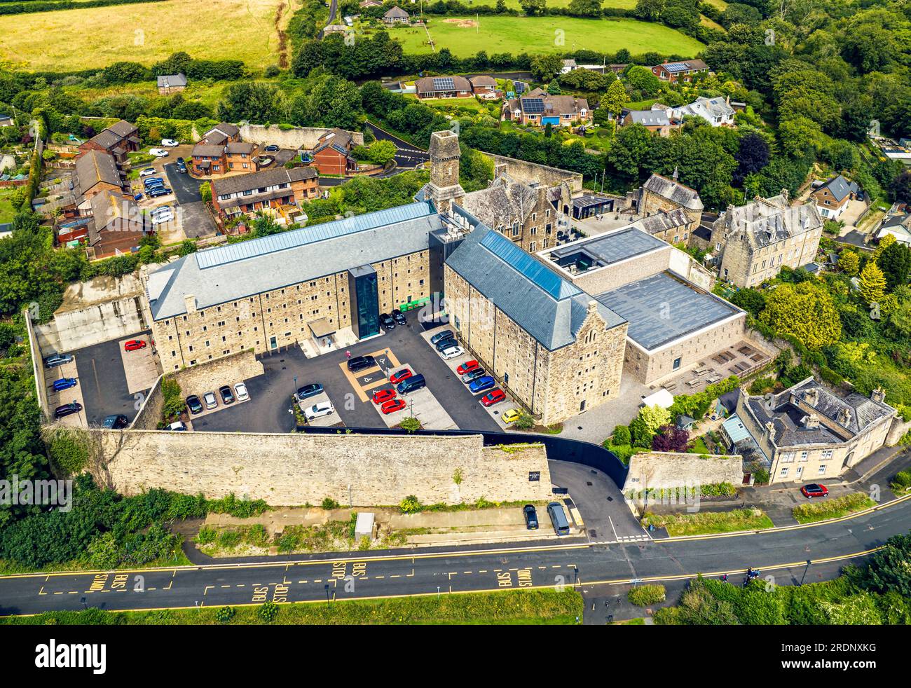Bodmin Jail and Bodmin Luxury Hotel from a drone, Bodmin Moor, Cornwall