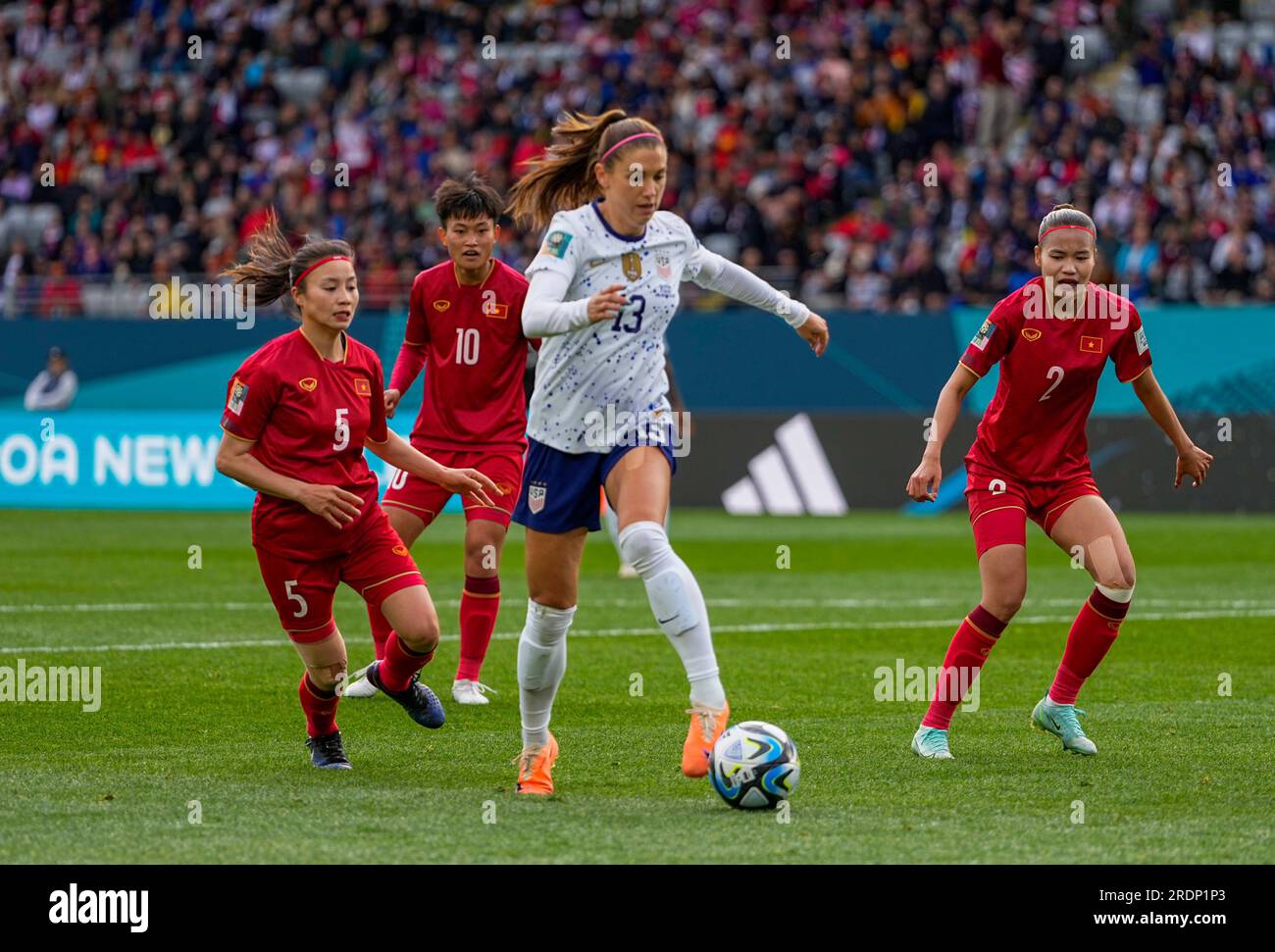 Eden Park, Auckland, New Zealand. 22nd July, 2023. Alex Morgan (USA) controls the ball during a Group E - FIFA Women's World Cup Australia & New Zealand 2023 game, USA vs Vietnam, at Eden Park, Auckland, New Zealand. Kim Price/CSM/Alamy Live News Stock Photo
