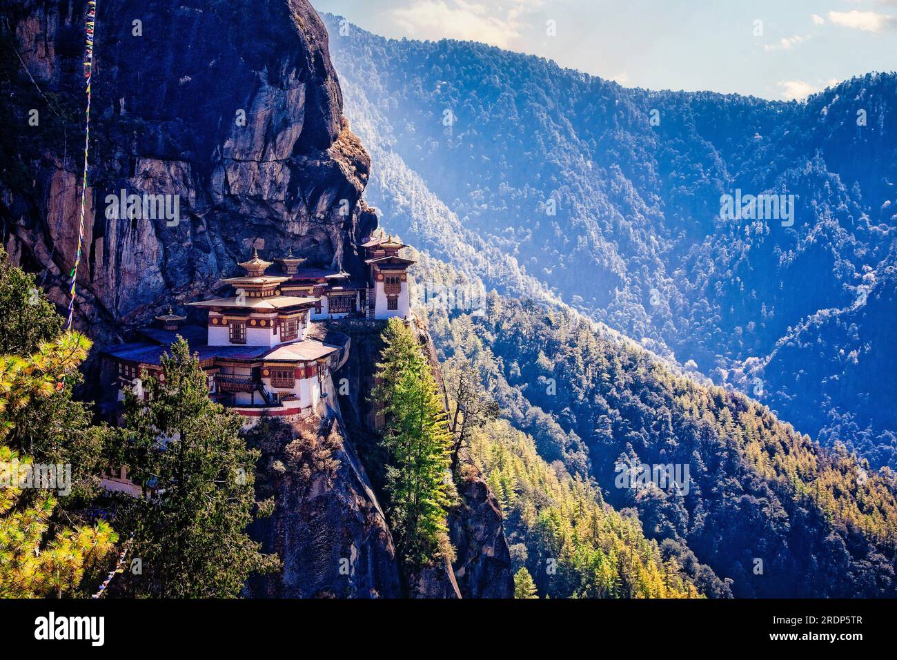 Taktsang Palphug Monastery or the Tigers Nest near Paro Bhutan was originally constructued in 1692. Stock Photo