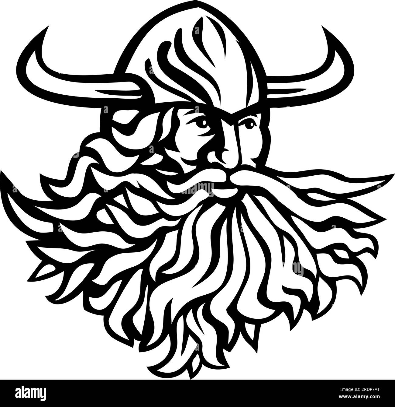 Mascot illustration of head of Aegir, Hler or Gymir Viking God of the ...