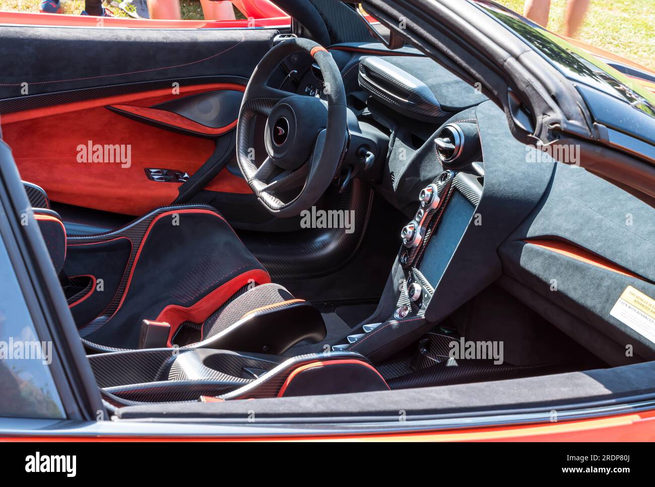 A McClaren interior on display at a car show in Pittsburgh, Pennsylvania, USA Stock Photo