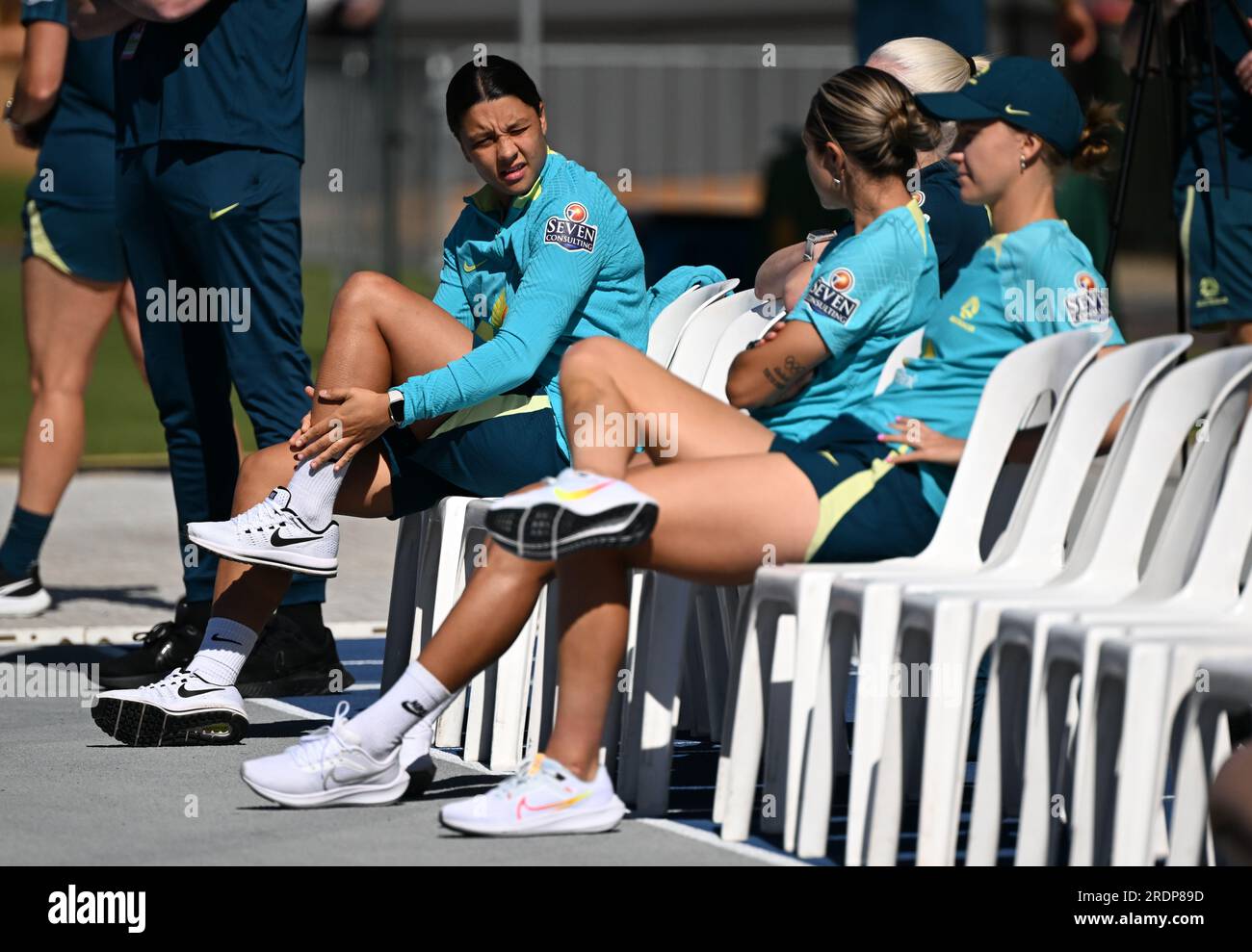 Brisbane, Australia. 23rd July, 2023. Sam Kerr (left) is seen during an