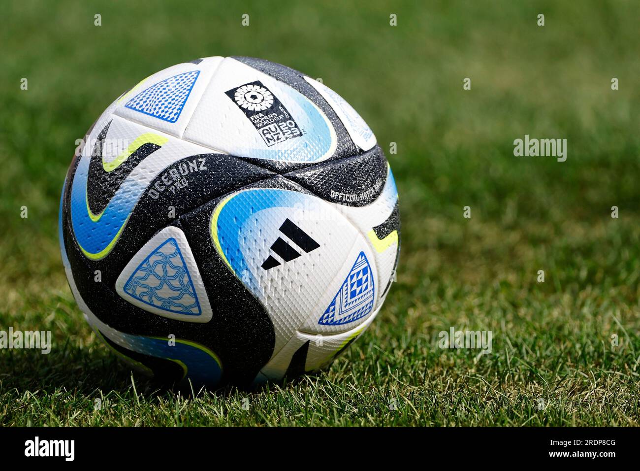 EAST RUTHERFORD, NJ - JULY 22: A general view of the Adidas World Cup 2023  soccer ball prior to the Champions Tour soccer game between Arsenal and  Manchester United on July 22,