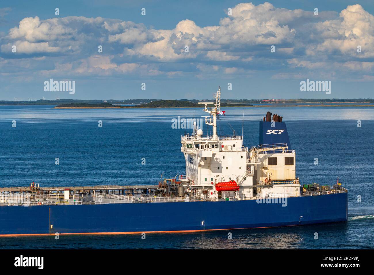 Oil tanker Zaliv Amerika transiting The Great Belt, Denmark,Europe