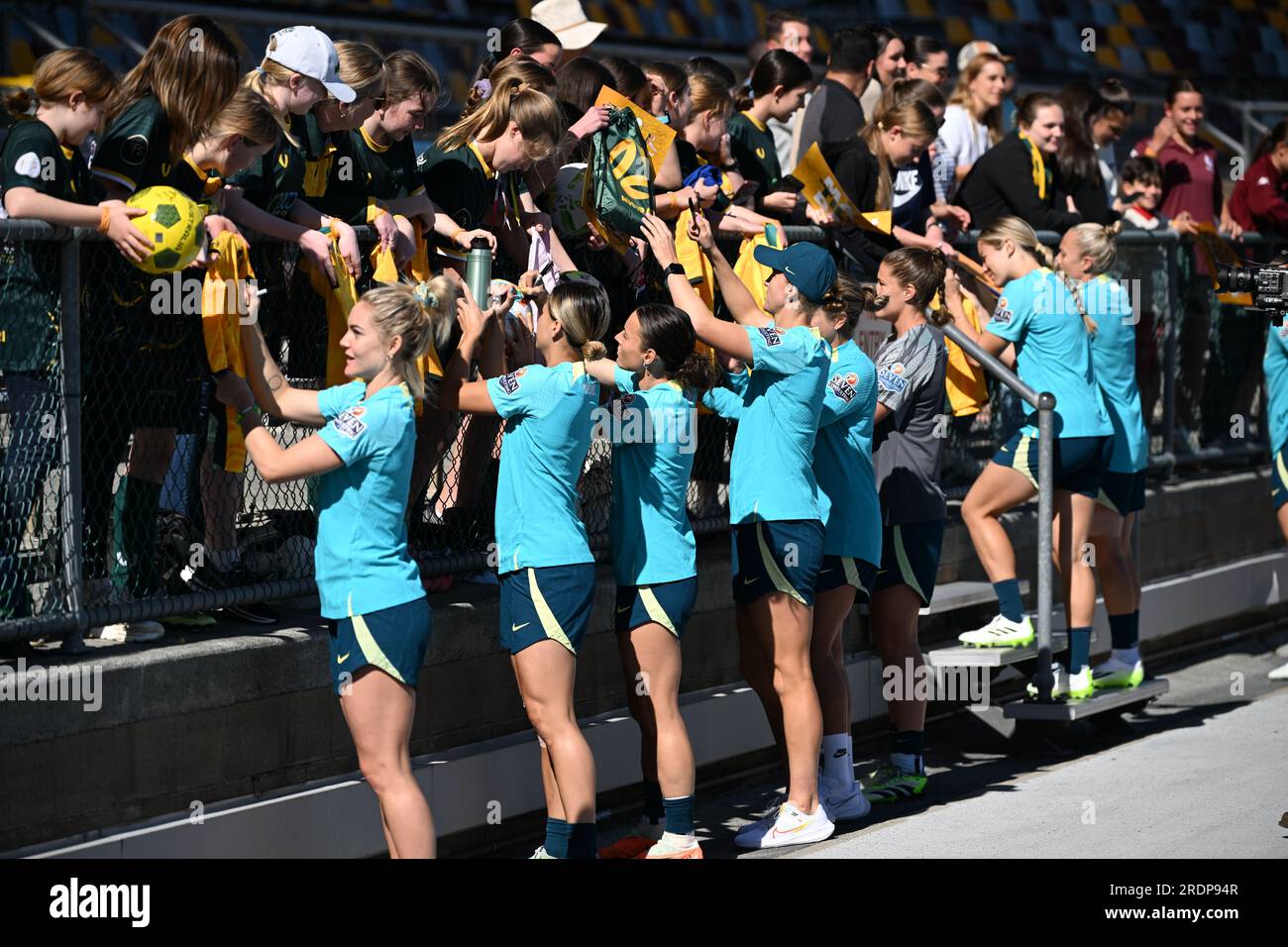 brisbane-australia-23rd-july-2023-australian-players-are-seen