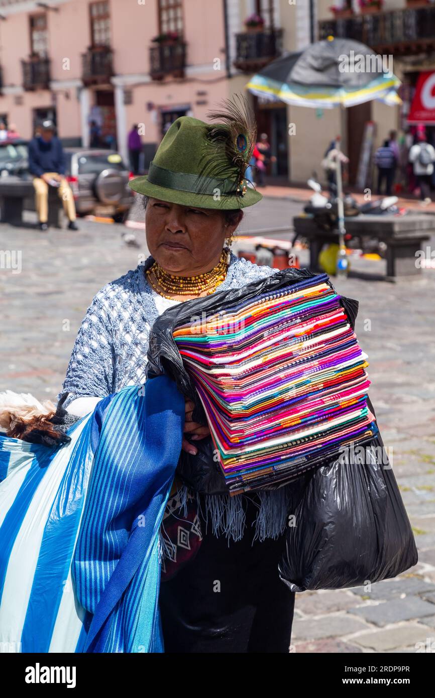 Quito, Ecuador, January 3, 2023 Women from the indigenous communities