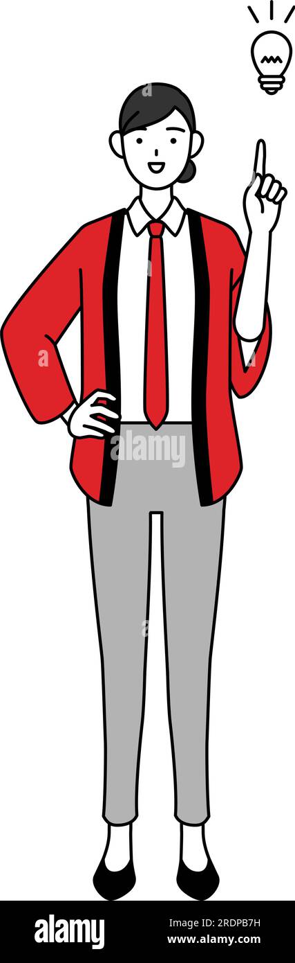 Woman wearing a red happi coat coming up with an idea, Vector ...