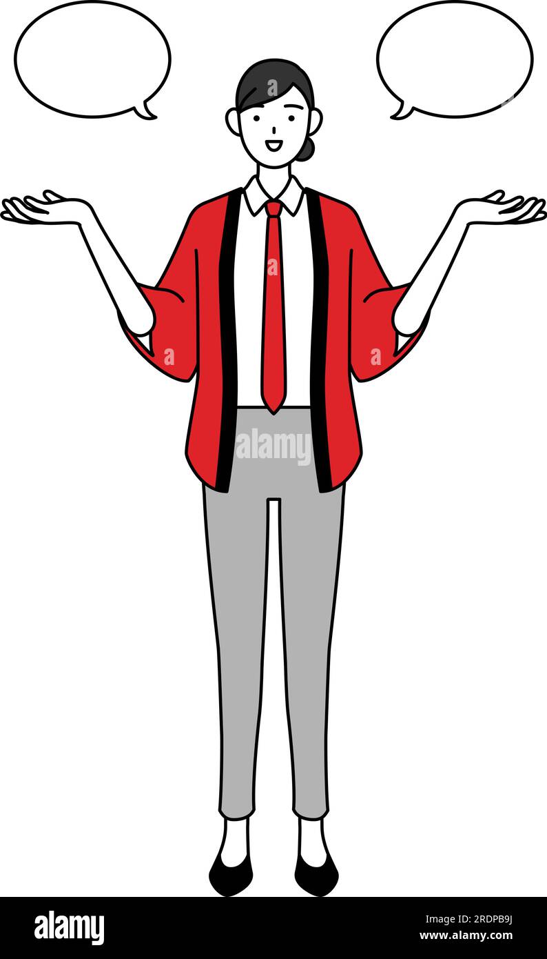 Woman wearing a red happi coat with wipeout and comparison, Vector ...