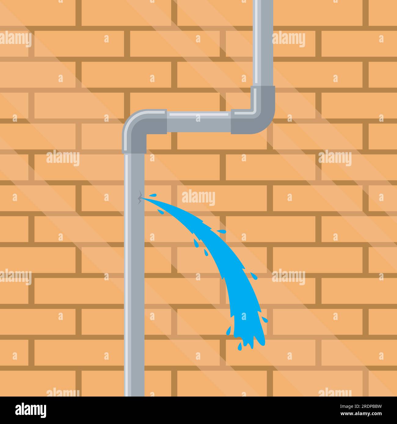leak water pipes wall brick background vector element concept design