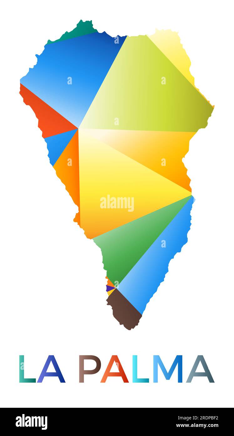 Bright colored La Palma shape. Multicolor geometric style island logo. Modern trendy design. Superb vector illustration. Stock Vector