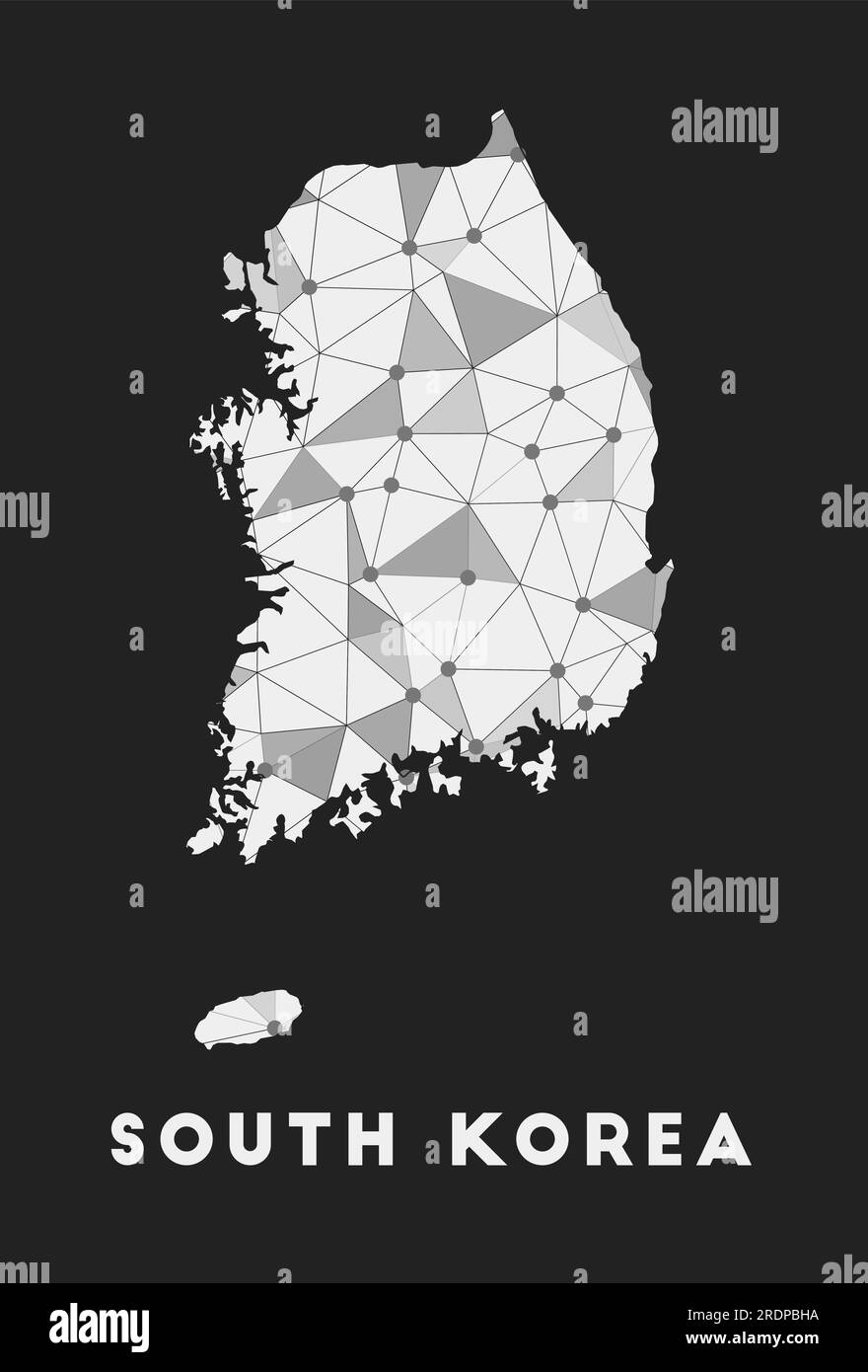 South Korea communication network map of country. South Korea trendy geometric design on dark