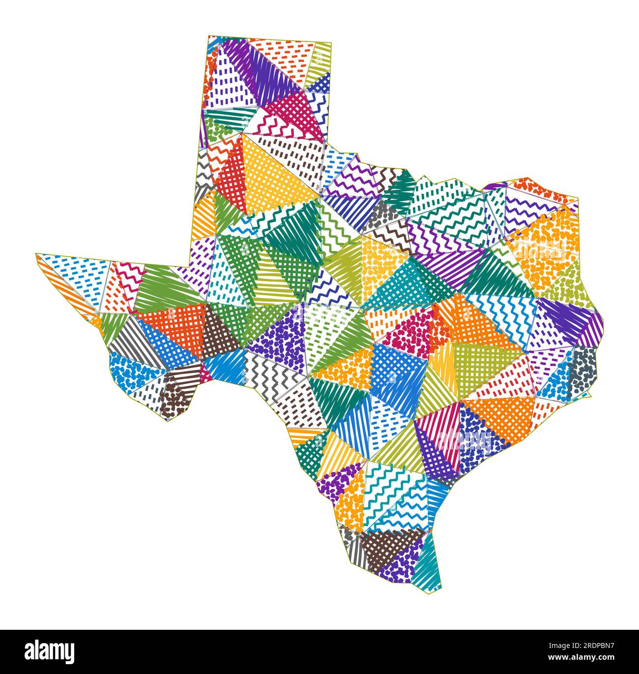 Kid style map of texas hand drawn polygons in the shape of texas
