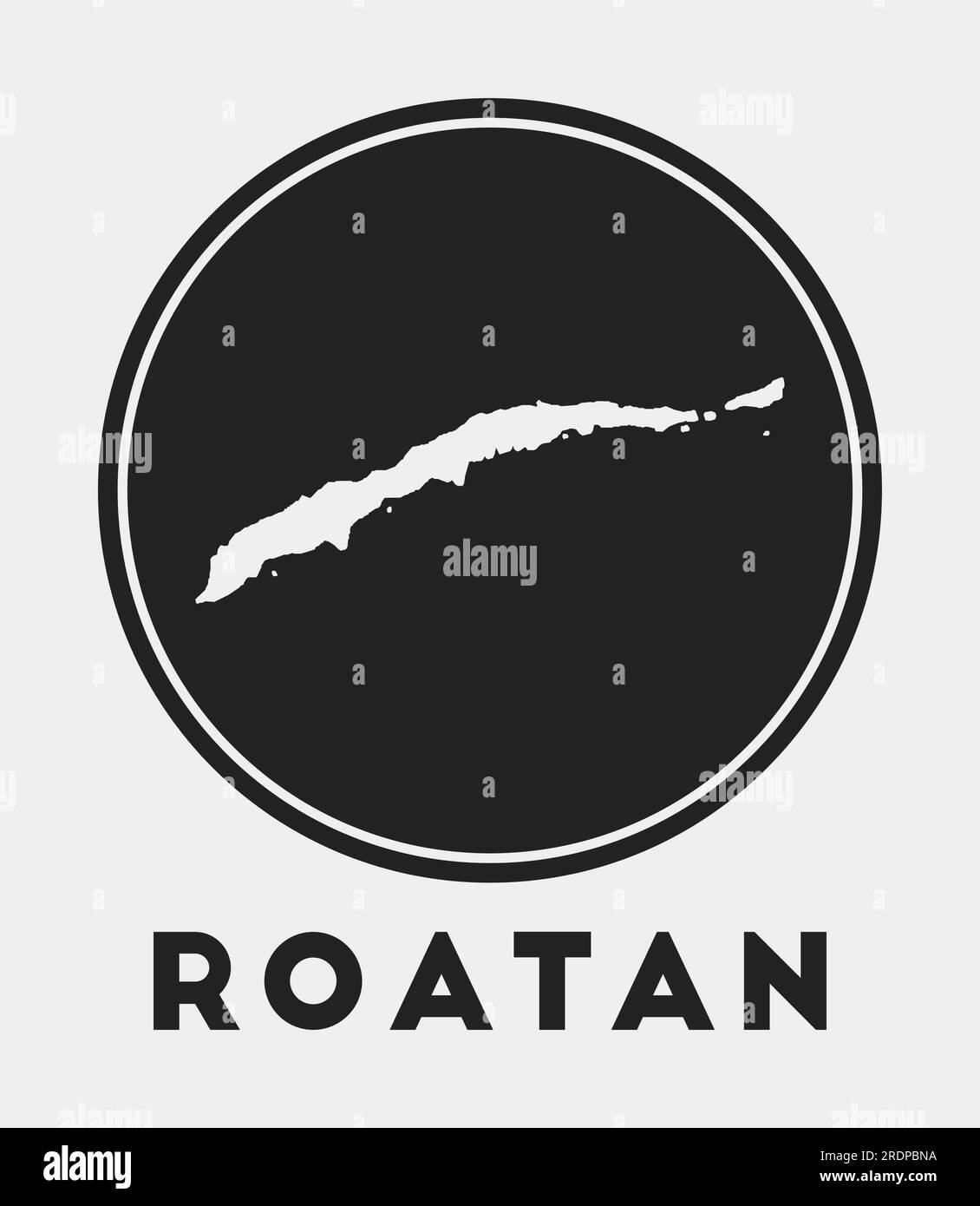 Roatan icon. Round logo with island map and title. Stylish Roatan badge ...