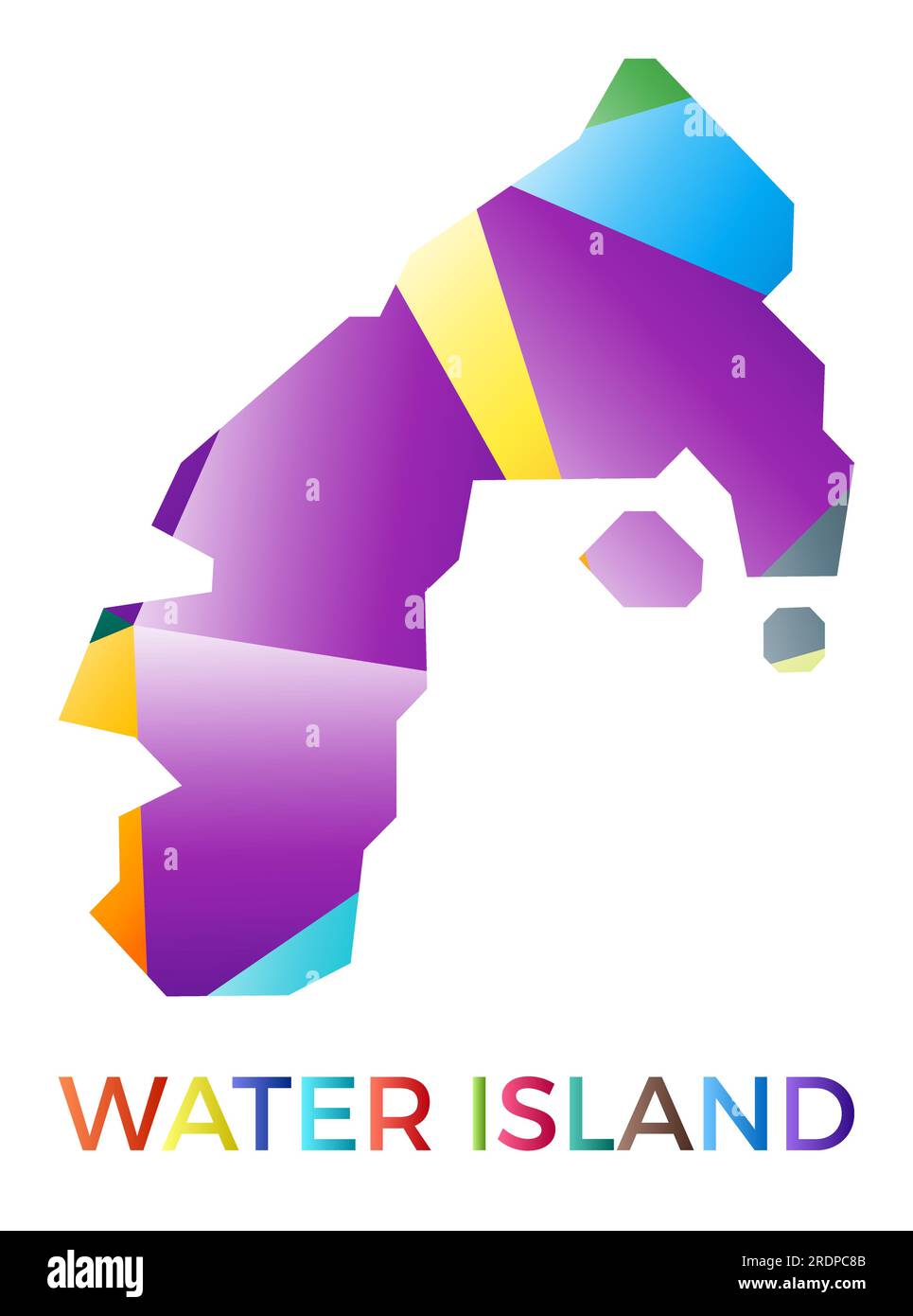 Bright colored Water Island shape. Multicolor geometric style island