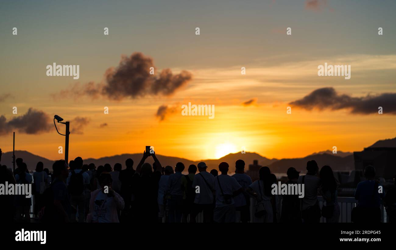 Sunset Moment at Kennedy Town, Sheung Wan, Hong Kong, 2023 Stock Photo