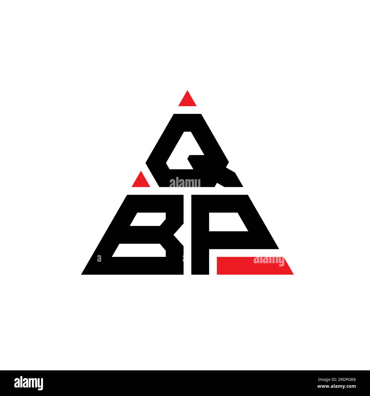 QBP triangle letter logo design with triangle shape. QBP triangle logo design monogram. QBP triangle vector logo template with red color. QBP triangul Stock Vector