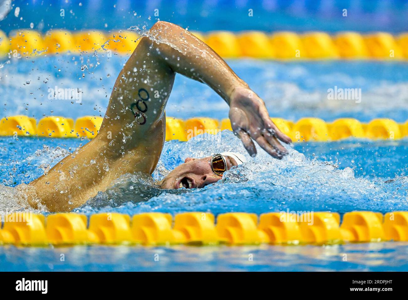 Fukuoka, Japan. 23rd July, 2023. Chase Kalisz of the U.S.A. competes in the Men's Medley 400m Heats during the 20th World Aquatics Championships at the Marine Messe Hall A in Fukuoka (Japan), July 23th, 2023. Credit: Insidefoto di andrea staccioli/Alamy Live News Stock Photo