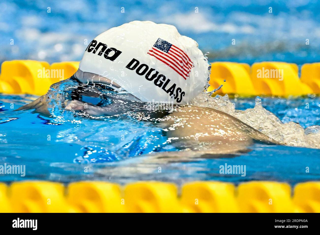 Fukuoka, Japan. 23rd July, 2023. Kate Douglass of the U.S.A. competes in the Women's Medley 200m Heats during the 20th World Aquatics Championships at the Marine Messe Hall A in Fukuoka (Japan), July 23rd, 2023. Credit: Insidefoto di andrea staccioli/Alamy Live News Stock Photo