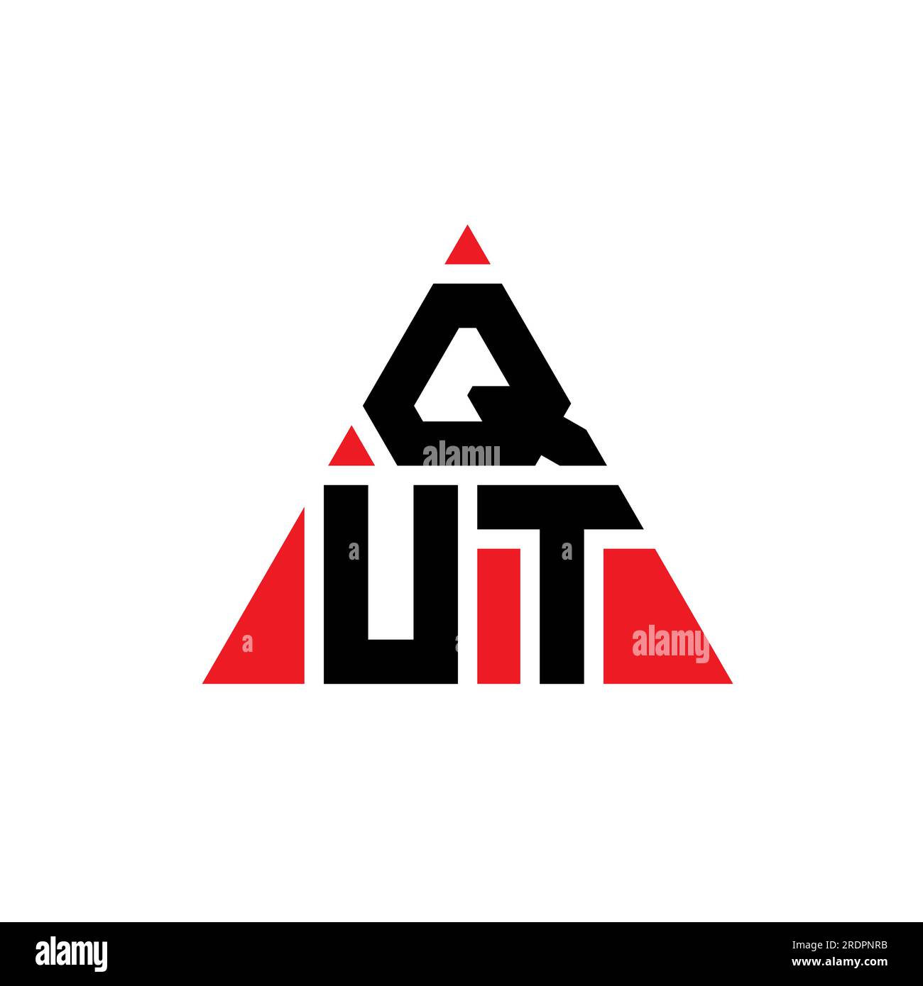 QUT triangle letter logo design with triangle shape. QUT triangle logo design monogram. QUT triangle vector logo template with red color. QUT triangul Stock Vector
