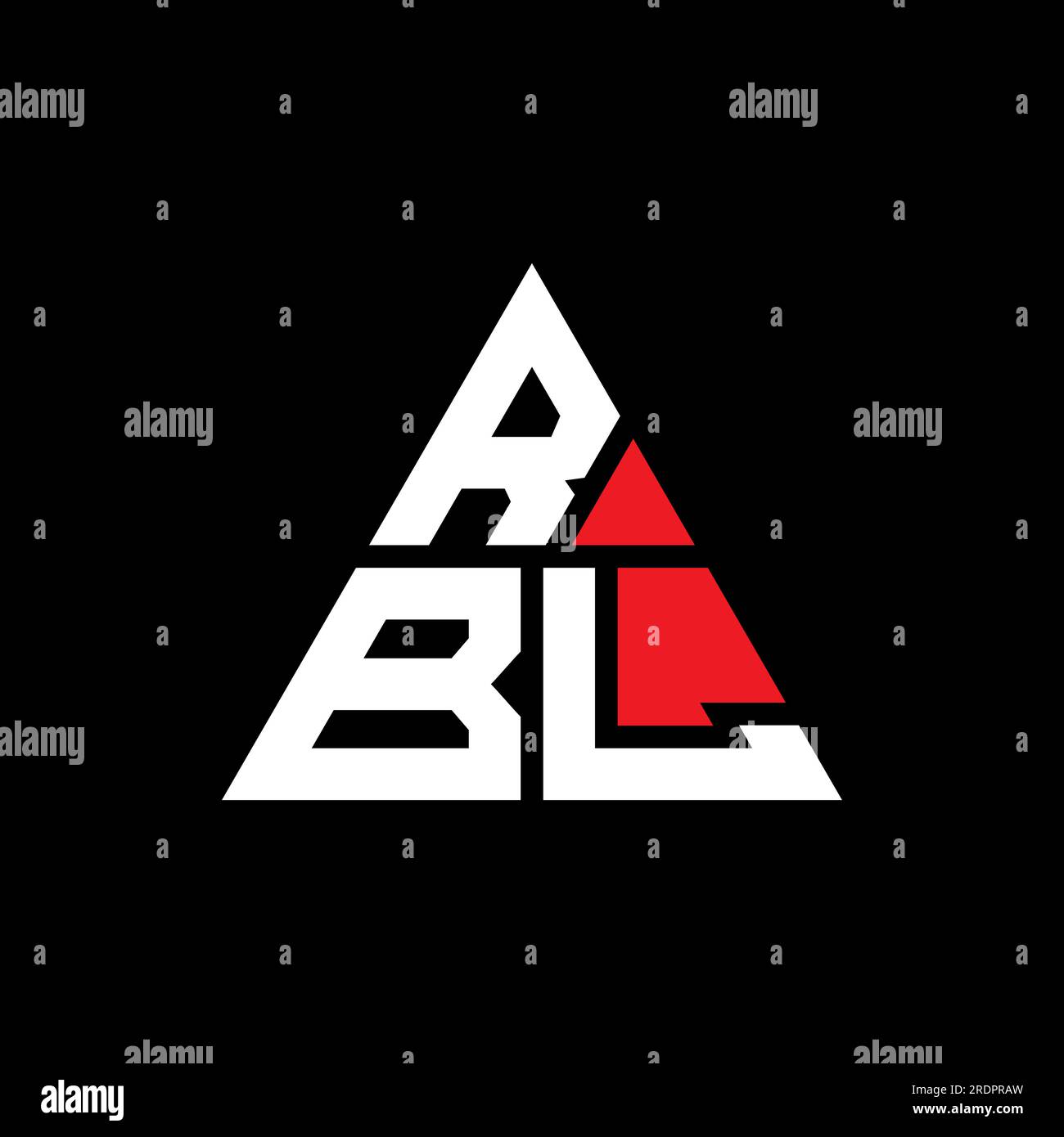 RBL triangle letter logo design with triangle shape. RBL triangle logo design monogram. RBL triangle vector logo template with red color. RBL triangul Stock Vector