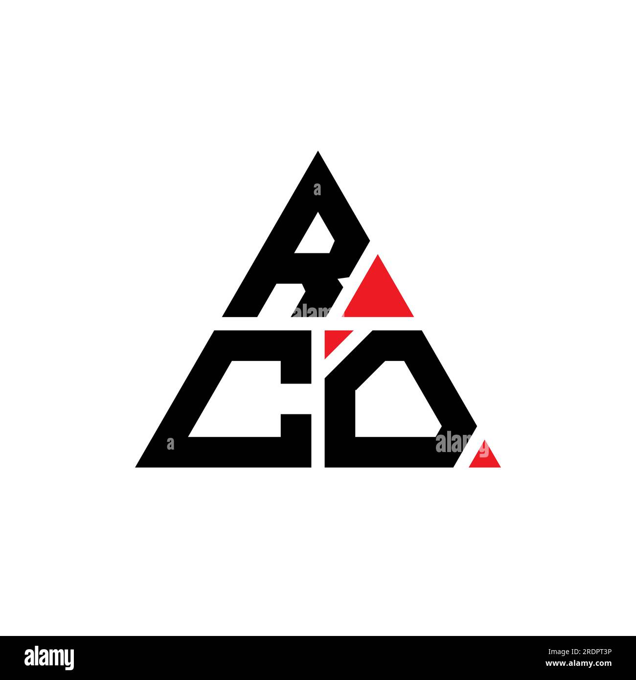 RCO triangle letter logo design with triangle shape. RCO triangle logo design monogram. RCO triangle vector logo template with red color. RCO triangul Stock Vector