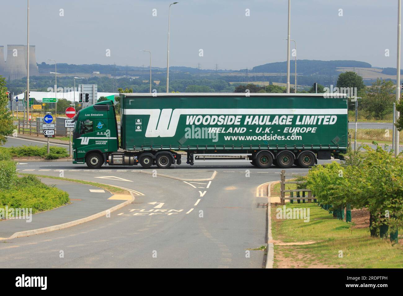 Woodside Haulage Limited  articulated lorry entering East Midlands gateway hub Stock Photo