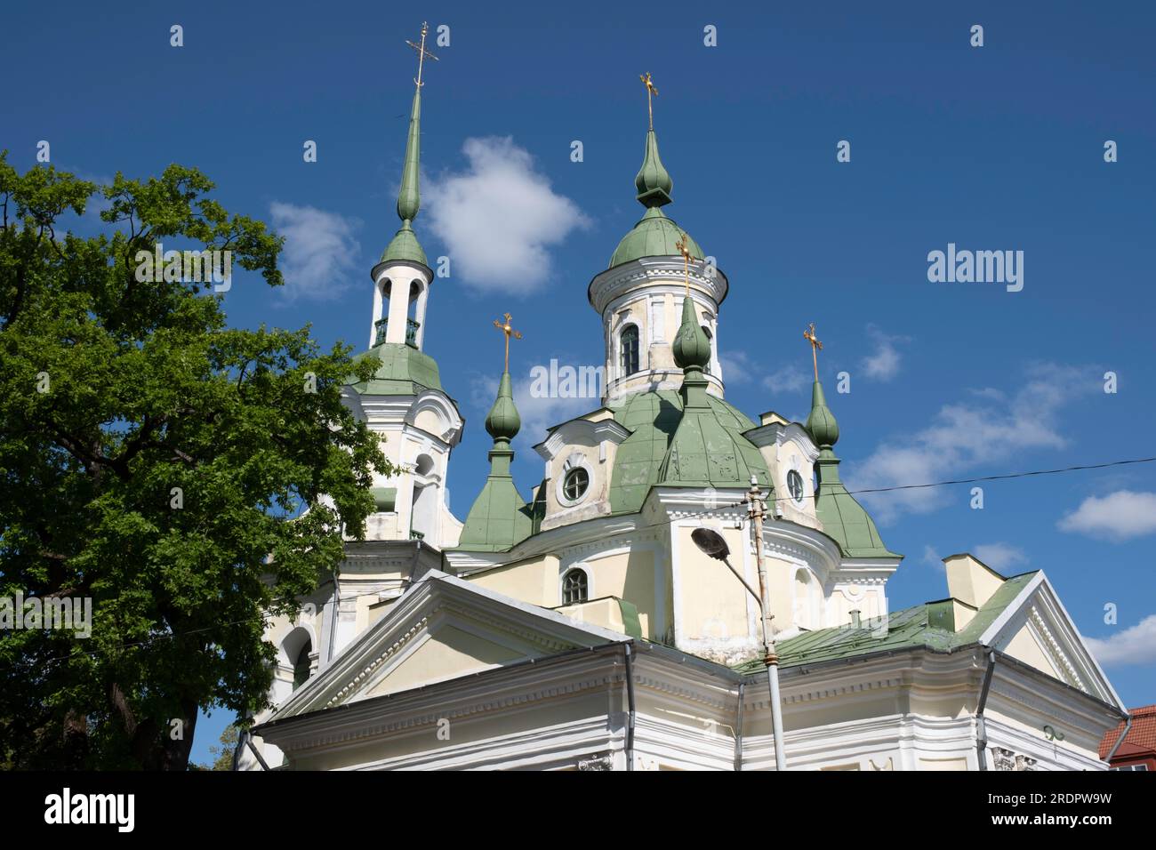 St. Catherine's Church, a Russian Orthodox church with a needle-pointed spire in Pärnu, Estonia Stock Photo
