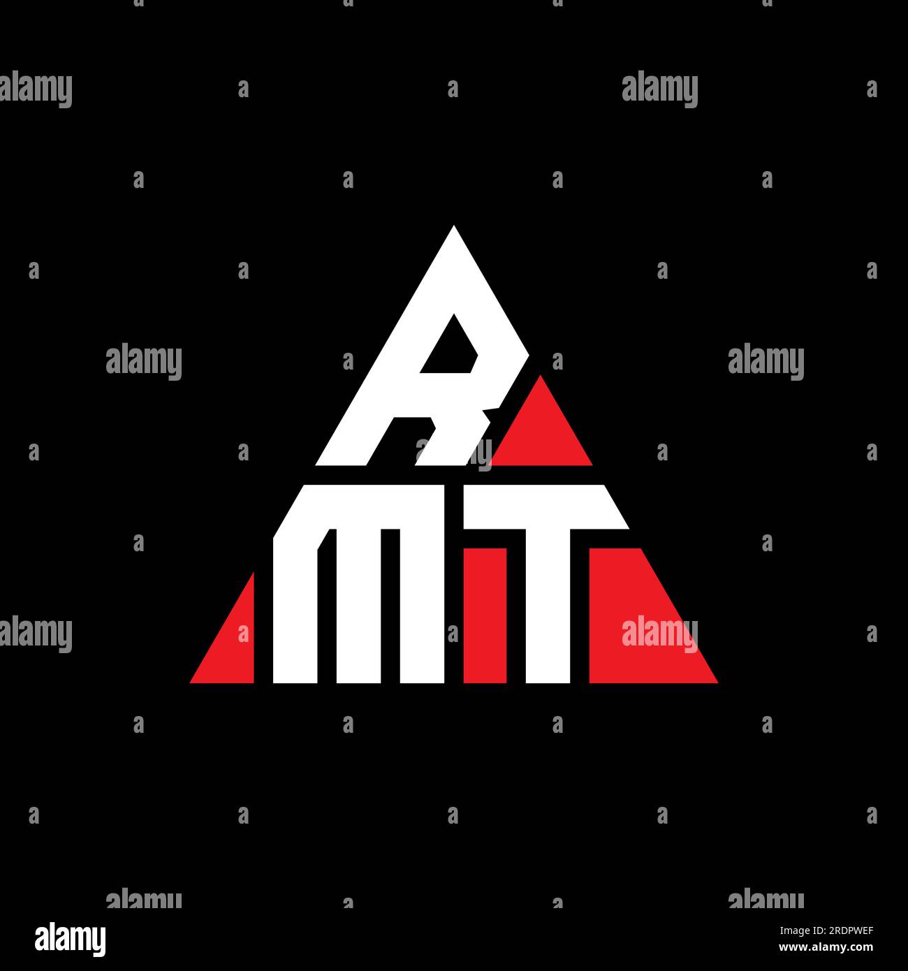RMT triangle letter logo design with triangle shape. RMT triangle logo