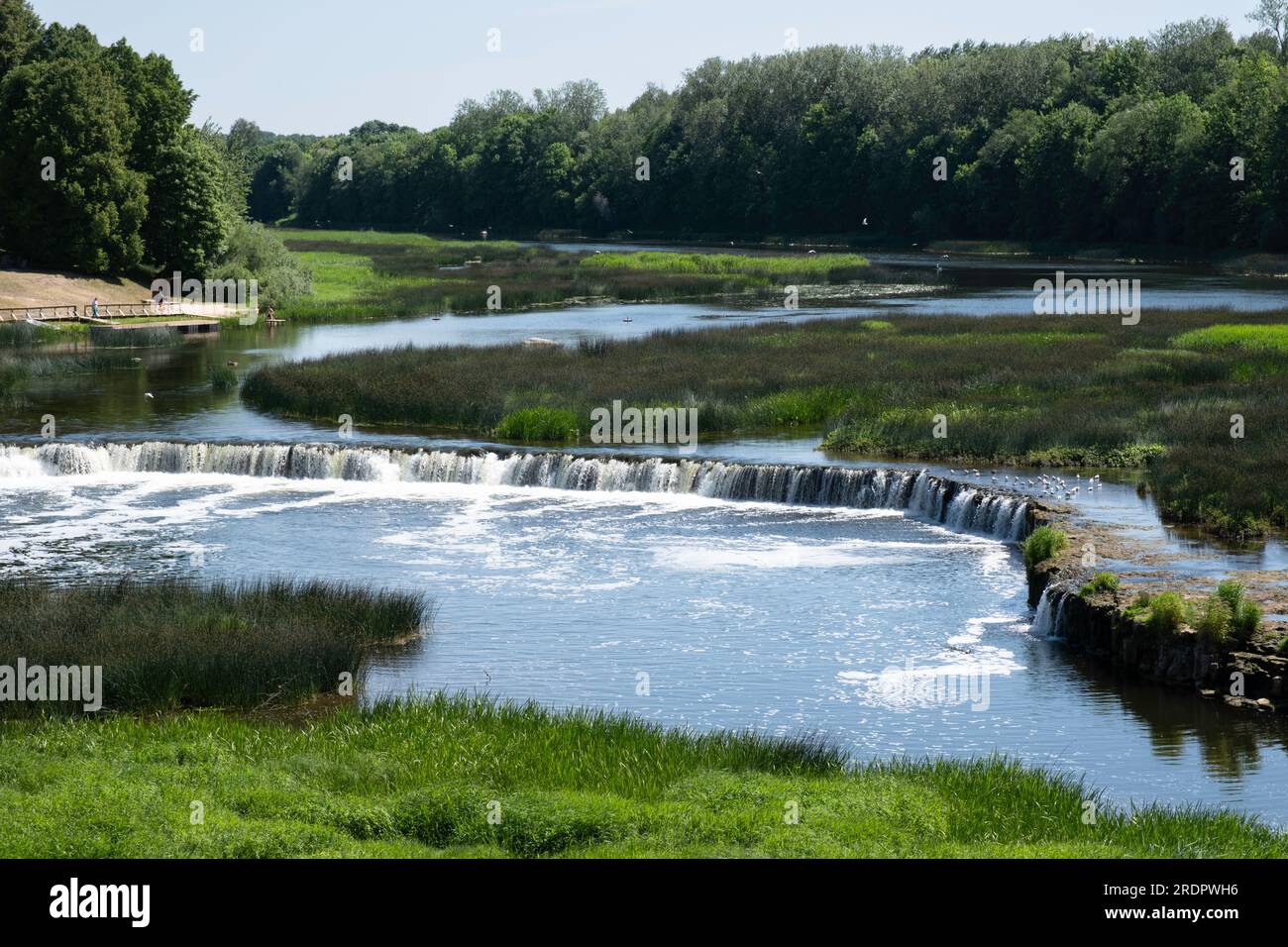 Venta Rapid waterfall (Ventas rumba), in Kuldīga, the widest waterfall in Europe, designated a natural monument of Latvia Stock Photo