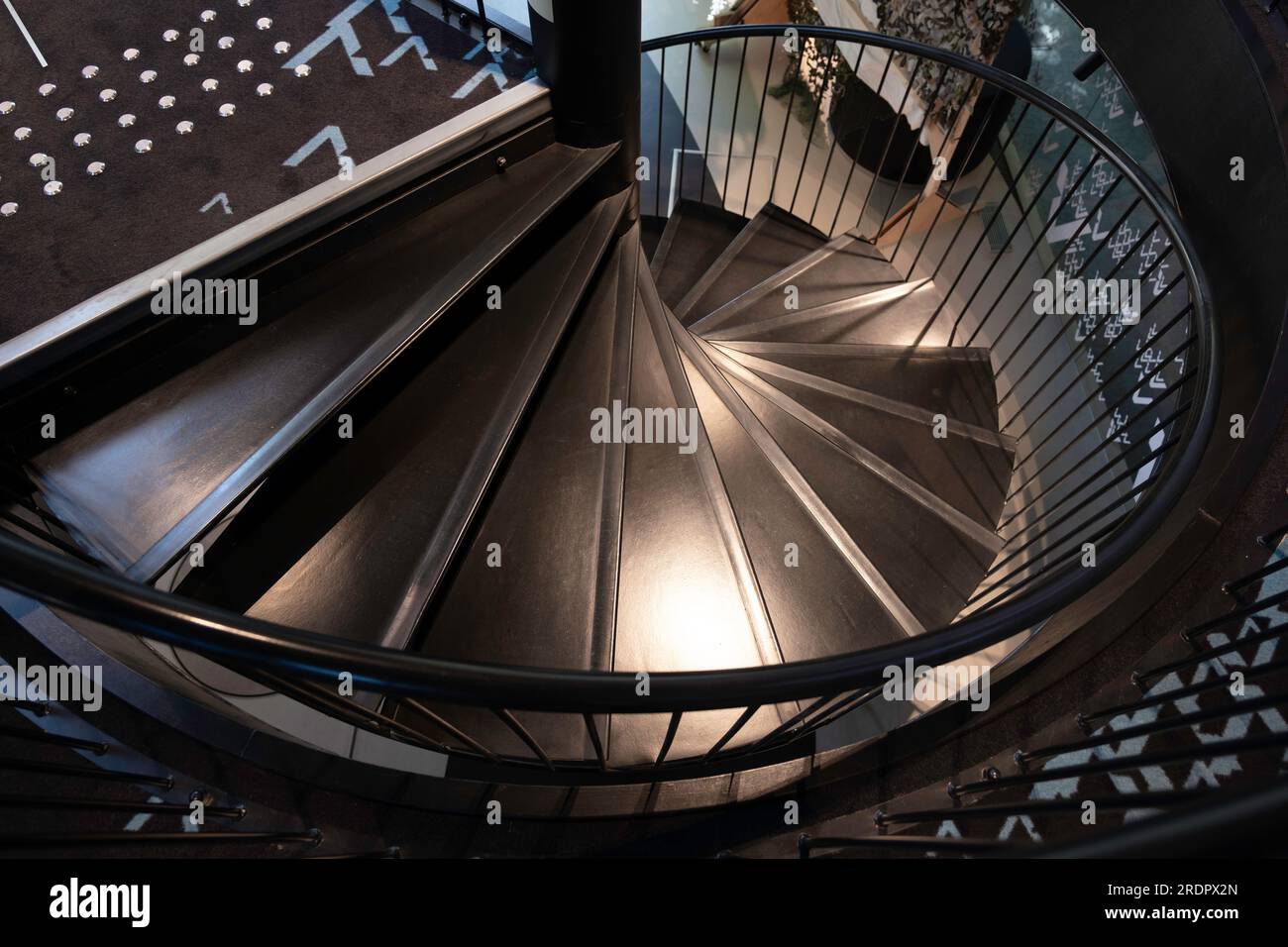 Vabamu Museum of Occupations and Freedom. Spiral staircase leading to the different floors Stock Photo