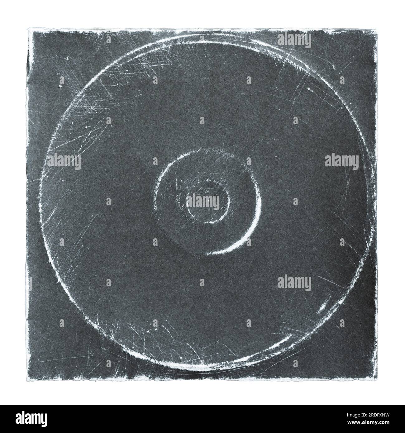 Old black cd album cover with scratched texture on white background with clipping path Stock Photo