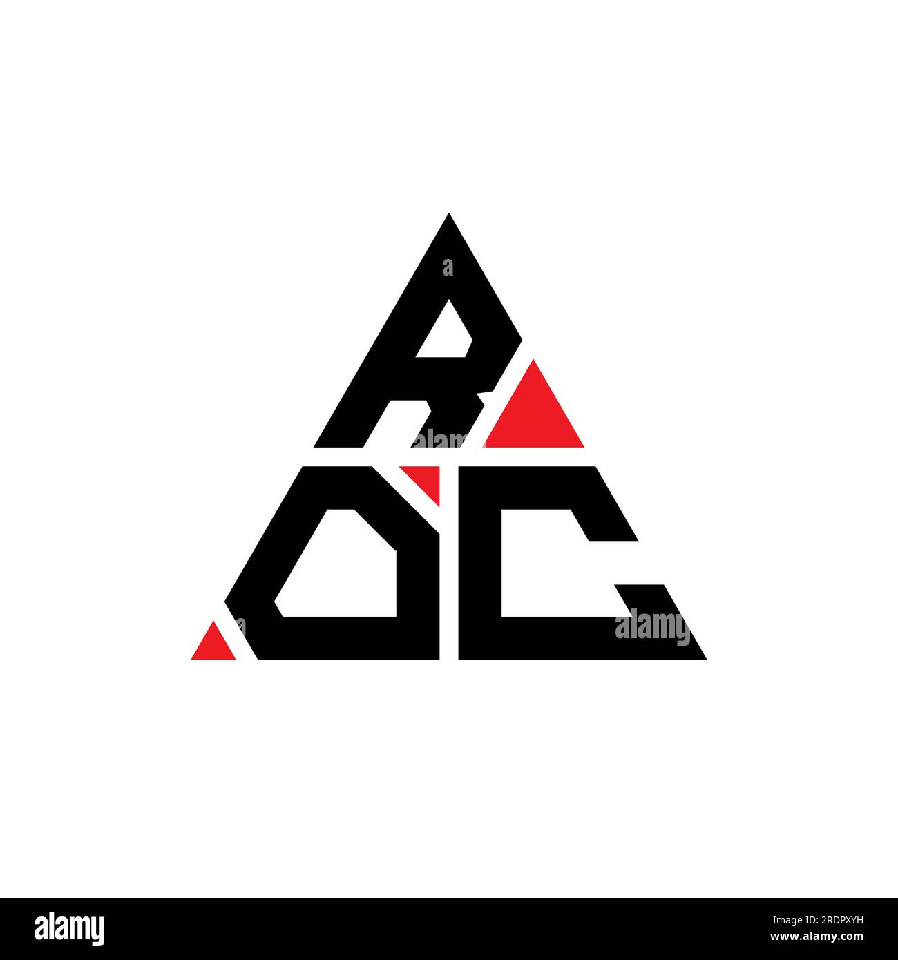 ROC triangle letter logo design with triangle shape. ROC triangle logo design monogram. ROC triangle vector logo template with red color. ROC triangul Stock Vector