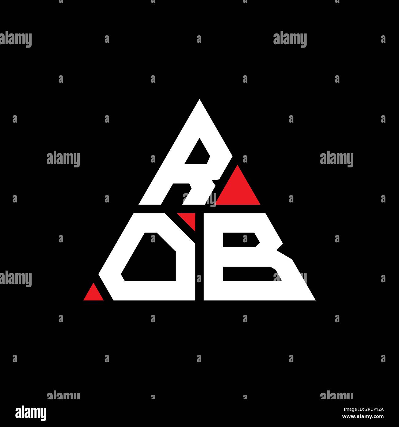 ROB triangle letter logo design with triangle shape. ROB triangle logo design monogram. ROB triangle vector logo template with red color. ROB triangul Stock Vector