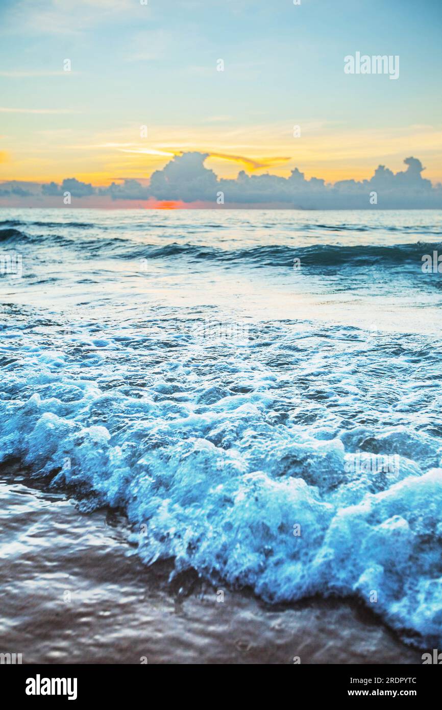 Beach sunrise or sunset over the tropical sea and sky with clouds Stock ...